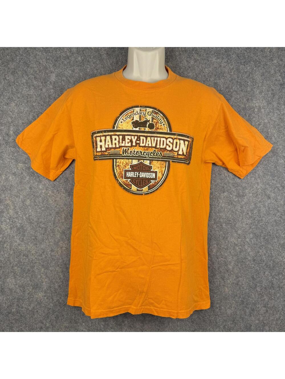 Harley Davidson Greenville SC T Shirt Orange Flame Fire Men Size Medium 373